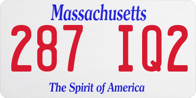 MA license plate 287IQ2