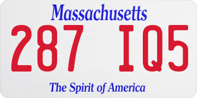 MA license plate 287IQ5