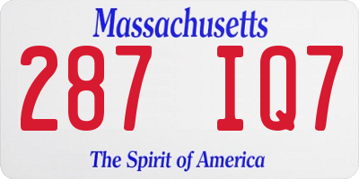 MA license plate 287IQ7