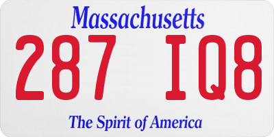 MA license plate 287IQ8