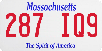 MA license plate 287IQ9