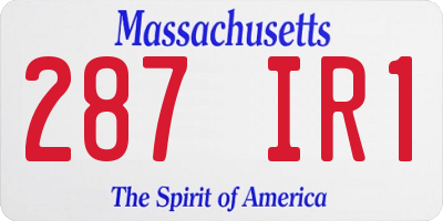 MA license plate 287IR1