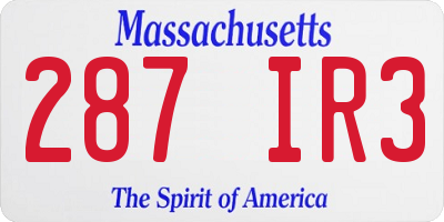 MA license plate 287IR3