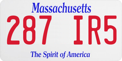 MA license plate 287IR5