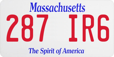 MA license plate 287IR6