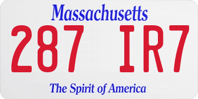 MA license plate 287IR7