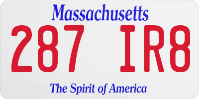 MA license plate 287IR8