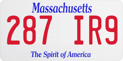 MA license plate 287IR9