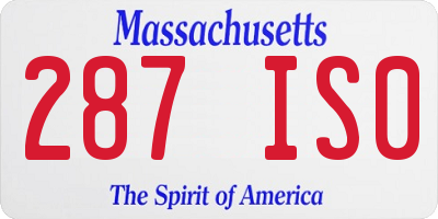 MA license plate 287IS0