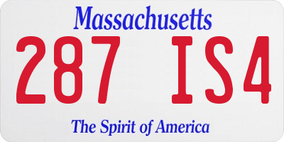 MA license plate 287IS4