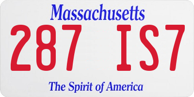 MA license plate 287IS7