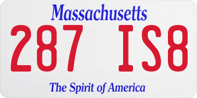 MA license plate 287IS8