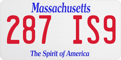 MA license plate 287IS9