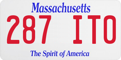 MA license plate 287IT0