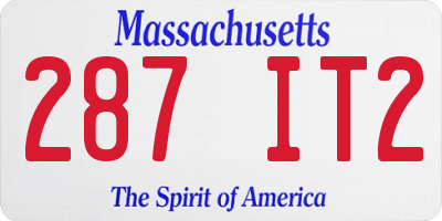 MA license plate 287IT2