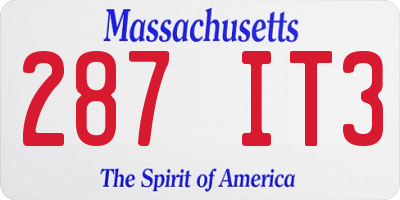 MA license plate 287IT3