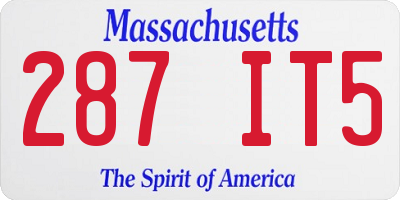 MA license plate 287IT5