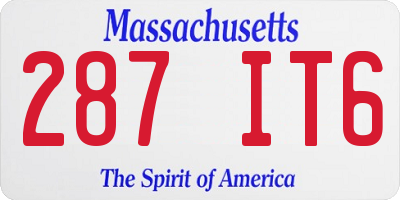 MA license plate 287IT6