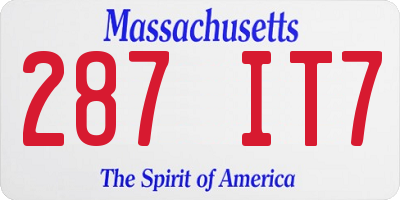 MA license plate 287IT7