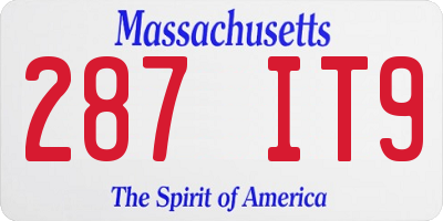MA license plate 287IT9
