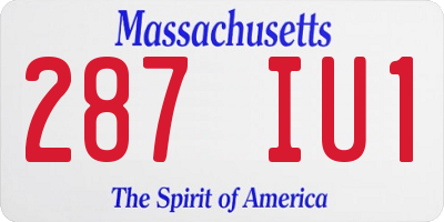MA license plate 287IU1