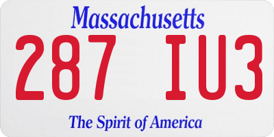 MA license plate 287IU3