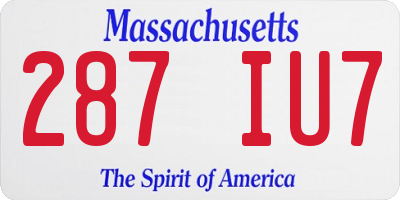 MA license plate 287IU7