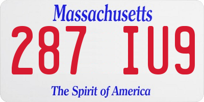 MA license plate 287IU9