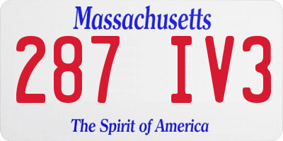 MA license plate 287IV3