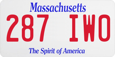 MA license plate 287IW0
