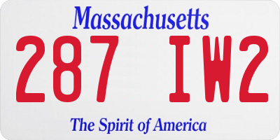 MA license plate 287IW2
