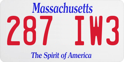 MA license plate 287IW3