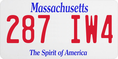MA license plate 287IW4