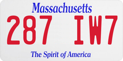 MA license plate 287IW7