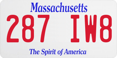 MA license plate 287IW8
