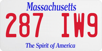 MA license plate 287IW9