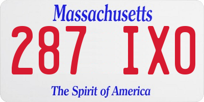 MA license plate 287IX0