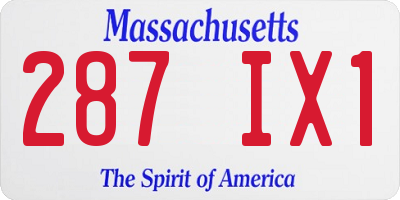 MA license plate 287IX1