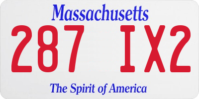 MA license plate 287IX2