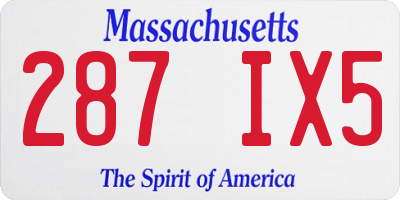 MA license plate 287IX5