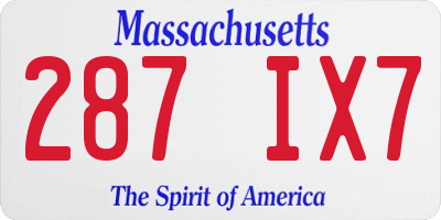 MA license plate 287IX7