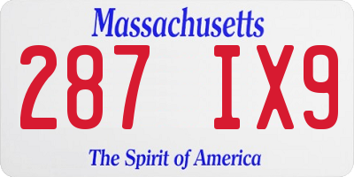 MA license plate 287IX9