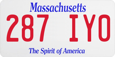 MA license plate 287IY0