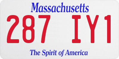 MA license plate 287IY1