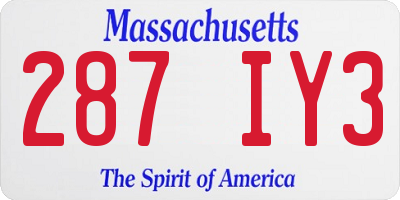 MA license plate 287IY3