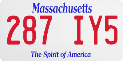 MA license plate 287IY5