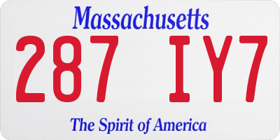 MA license plate 287IY7