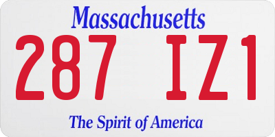 MA license plate 287IZ1