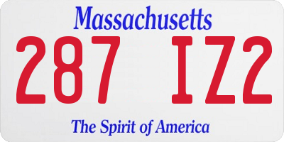 MA license plate 287IZ2