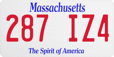 MA license plate 287IZ4